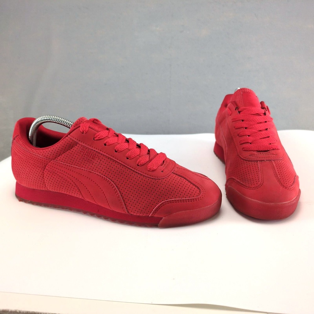Puma Suede Courtside Perf Red Mens 8.5 Monochrome Perforated Sneakers 360983 02 - Picture 10 of 10